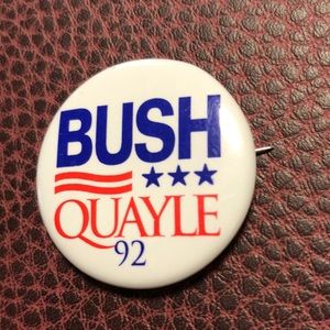 Political Button Pin Bush Quayle 92 Presidential Race
